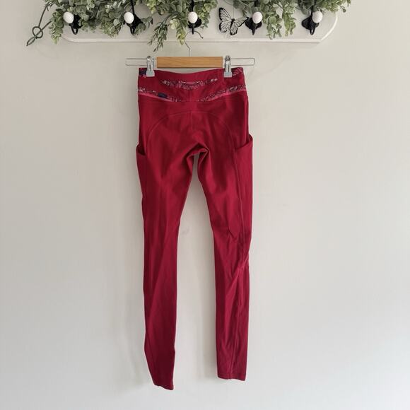 Lululemon Speed Tights In Red Size 2 ee265 - Picture 2 of 5